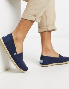 Toms espadrilles in navy linen with rope detail-Blue