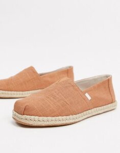 Toms espadrilles in rust linen with rope detail-Tan