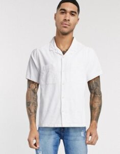 Topman short sleeve linen shirt with revere collar in white