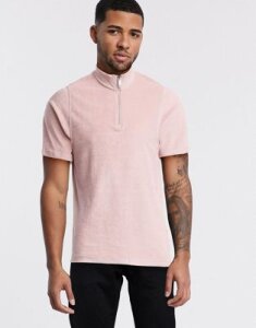 Topman two-piece towelling polo in pink