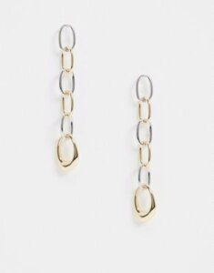 Topshop chain drop earrings in mixed metal-Multi