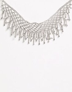 True Decadence silver crystal oversized statement collar necklace-Gold