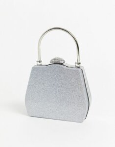 True Decadence structured grab bag in silver glitter