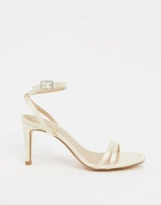 Truffle Collection bridal square toe strappy heeled sandals in ivory-Cream