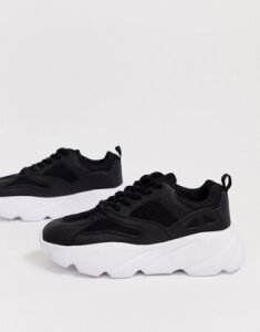 Truffle Collection chunky sneaker in black-White