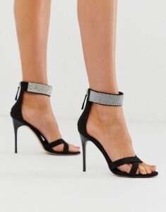 Truffle Collection embellished barely there heeled sandals-Black