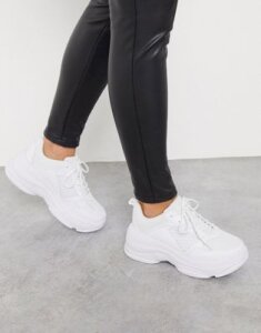Truffle Collection paneled chunky lace up sneakers in white