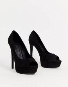 Truffle Collection peep toe platform heeled shoes in black