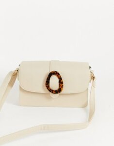 Truffle Collection shoulder bag with tort detail-Cream