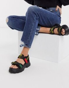 Truffle Collection sport strap chunky sandals-Black