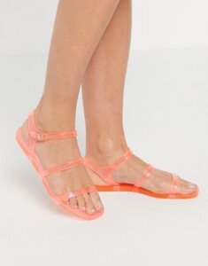 Truffle Collection square toe jelly flat sandals in pink