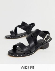 Truffle Collection wide fit asymmetric kitten heel sandals-Black