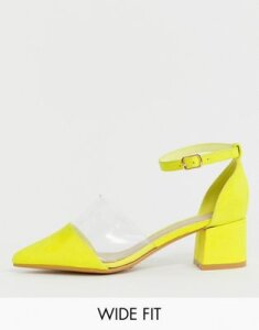 Truffle Collection Wide Fit Transparent Pointed Heels in neon-Brown