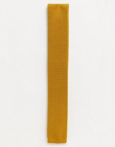 Twisted Tailor knitted tie in mustard-Orange