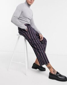 Twisted Tailor pants with red stripes in navy