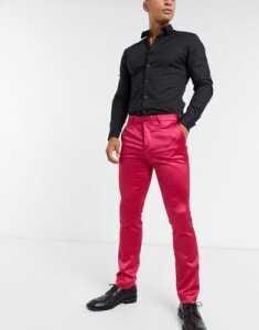 Twisted Tailor sateen suit pants in hot pink