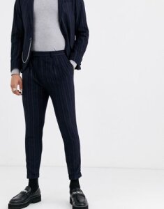 Twisted Tailor super skinny cropped suit pants in navy stripe