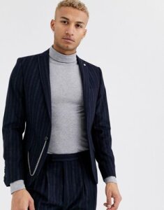 Twisted Tailor super skinny suit jacket in navy stripe