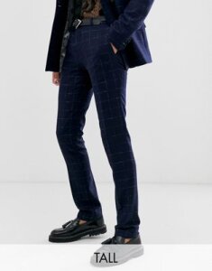 Twisted Tailor super skinny suit pants in check-Navy