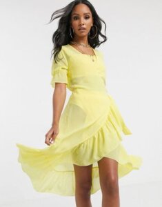 Unique 21 Cross Over Mini Beach Dress-Yellow