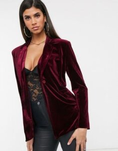 Unique 21 velvet blazer in wine-Red