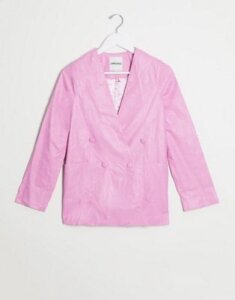Unique21 faux leather blazer in hot pink