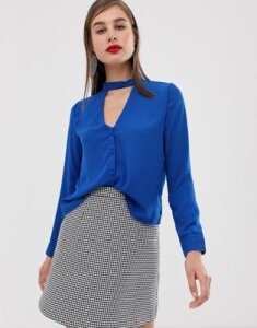 Unique21 striped shirt with tie collar-Blue