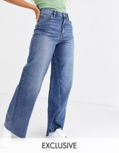 Urban Bliss high waist wide leg jeans with godet insert-Blue