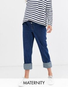 Urban Bliss Maternity relaxed straight leg jeans with deep turn-up-Blue