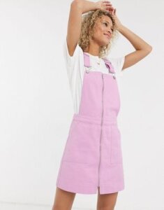 Urban Bliss overdyed pink denim overall dress in pink