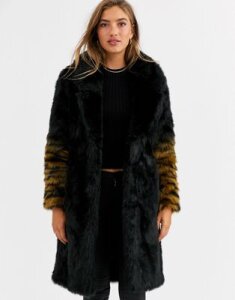 Urbancode coat with ombre tiger sleeves-Black