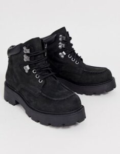 Vagabond Cosmo black leather lace up flat hiker boots