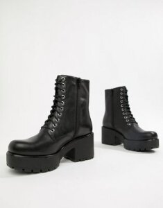 Vagabond Dioon lace up chunky leather ankle boots-Black