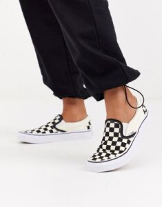 Vans Classic slip on sneakers in checkerboard-Black