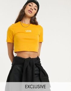 Vans Drop V cropped t-shirt in yellow Exclusive at ASOS-Copper