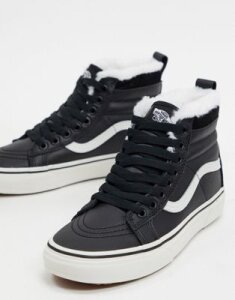Vans SK8-Hi MTE leather sneakers in black/white