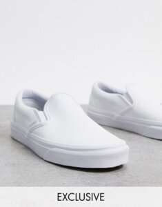 Vans Slip-On sneakers in white faux leather Exclusive at ASOS