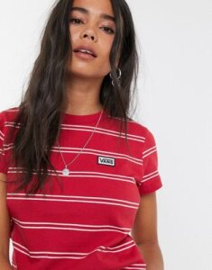 Vans Spacey Stripe t-shirt in red/white