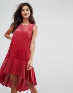 Vero Moda dip hem textured smock mini dress in red