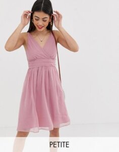 Vero Moda Petite ruche detail dress-Pink