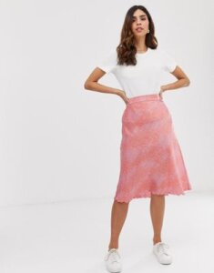 Vero Moda smudge print midi skirt-Pink