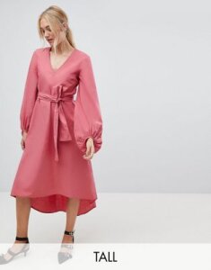 Vero Moda tall bell sleeve midi dress in pink