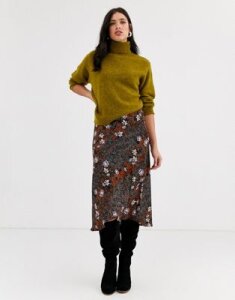 Vero Moda wrap midi skirt in mixed floral print-Multi