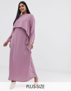 Verona Curve long sleeved layered dress in dusty rose-Pink