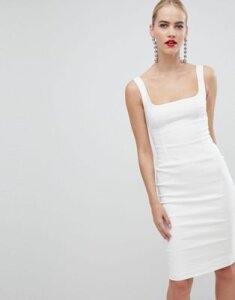 Vesper square neck pencil dress in white
