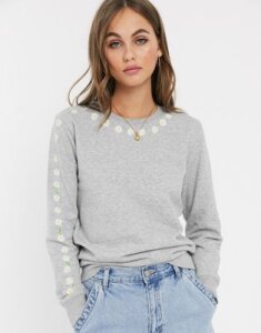 We Are Hairy People organic cotton sweatshirt with hand painted daisy chain-Gray