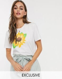 We Are Hairy People organic cotton t-shirt with hand painted sunflower-White