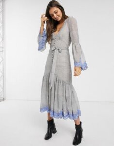 We Are Kindred argentina embroidered midi dress-Blue