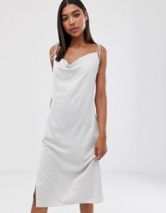 Weekday cami dress with cowl neck in light gray-Beige
