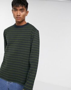 Weekday Christian striped long sleeve top in navy